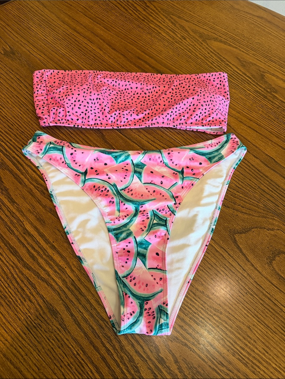 Pink Watermelon Print Bandeau Bikini Set read below 👇🏻
